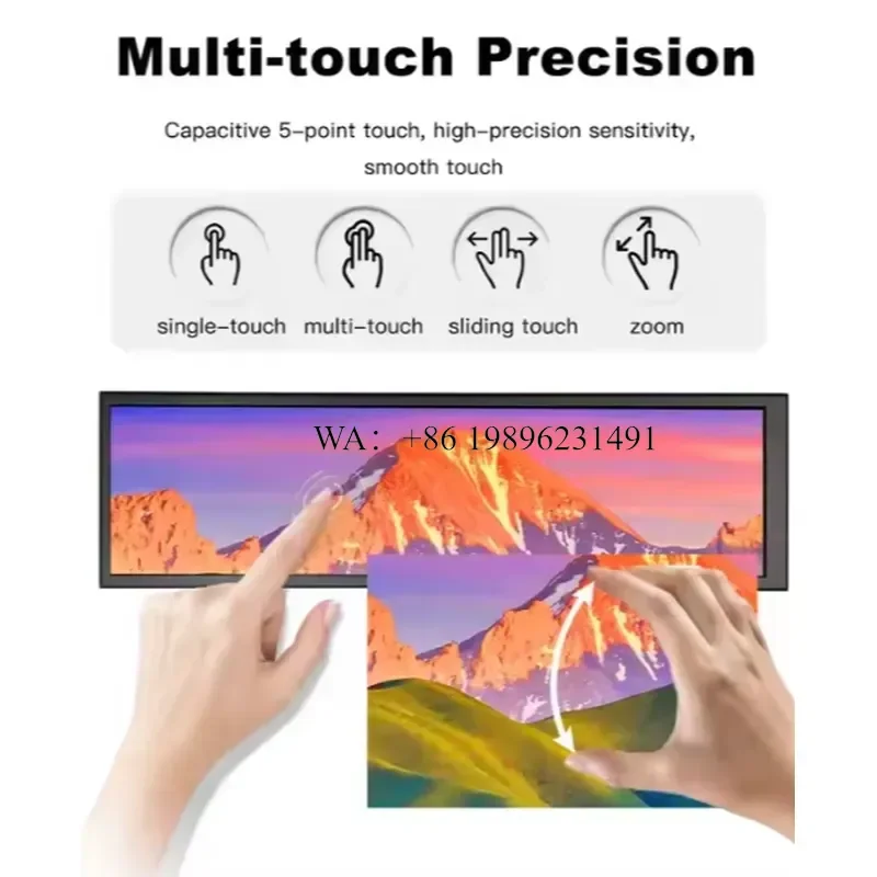 8.8 Inch Stretched bar Lcddisplay with 1920*480 600cd/m with Android Board Smaller Size Ultra Wide Stretched Bar LCD