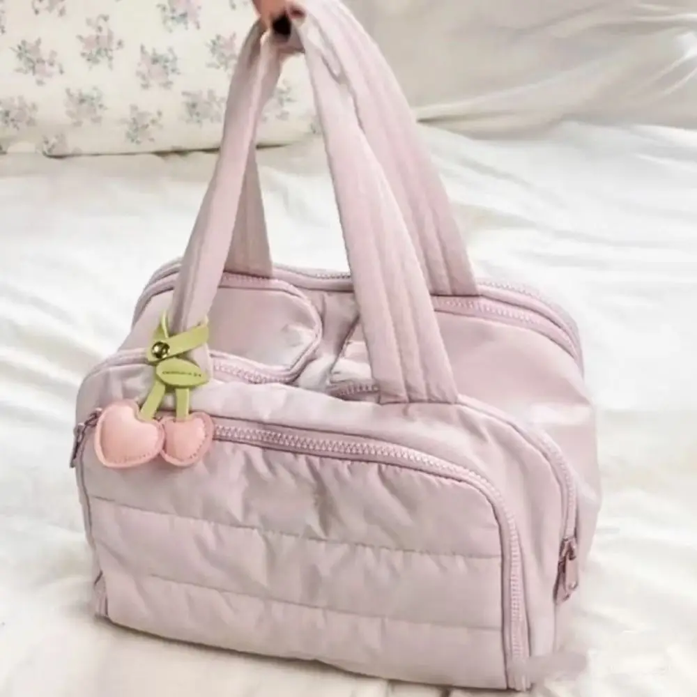 Multipocket Design Cosmetic Handbag Zipper Closure Comfortable Handle Portable Makeup Pouch Double Side Open Large Capacity