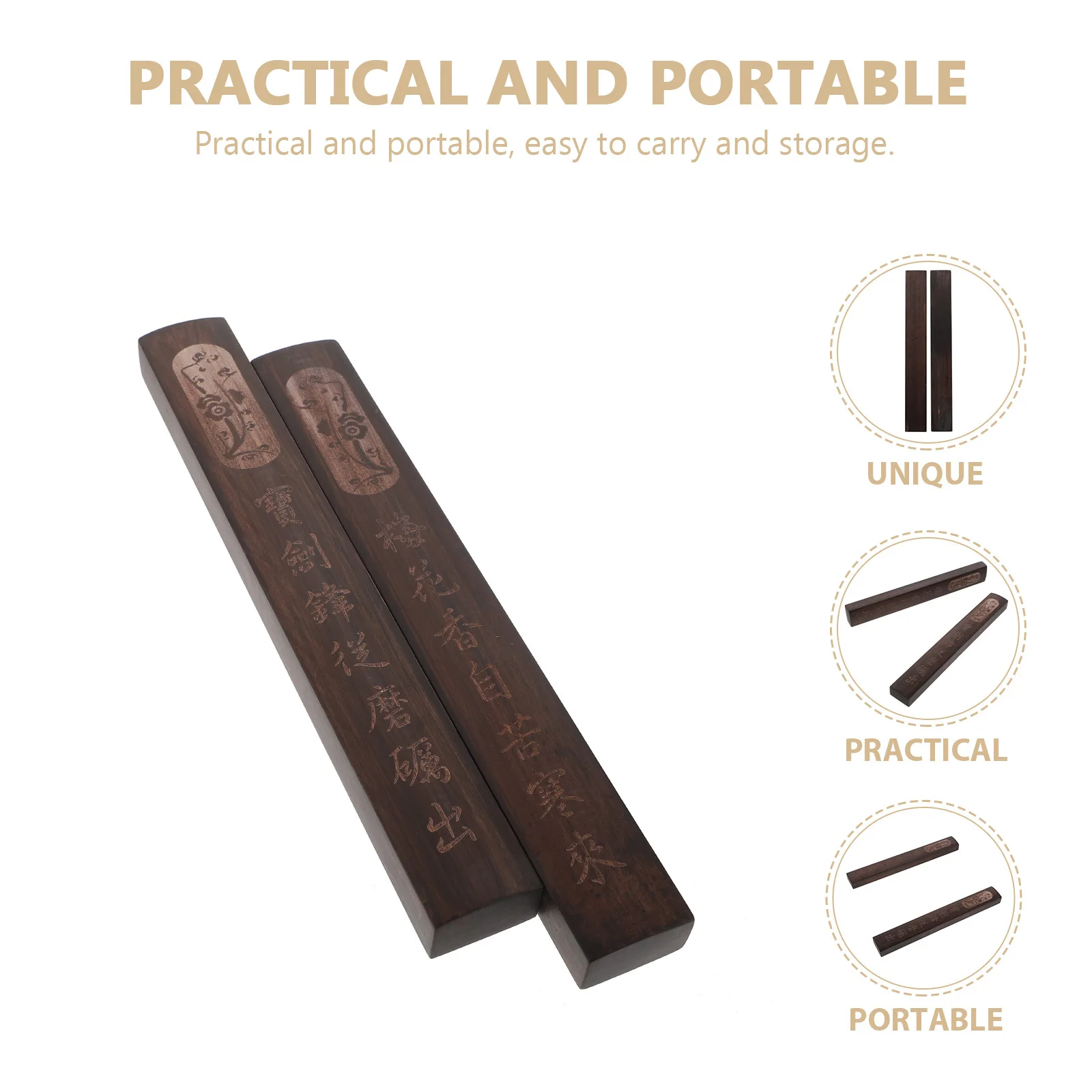 

2Pcs Solid Wooden Paperweights Simple Design Chinese Calligraphy Tools for Study and Events Artistic Desktop Decors