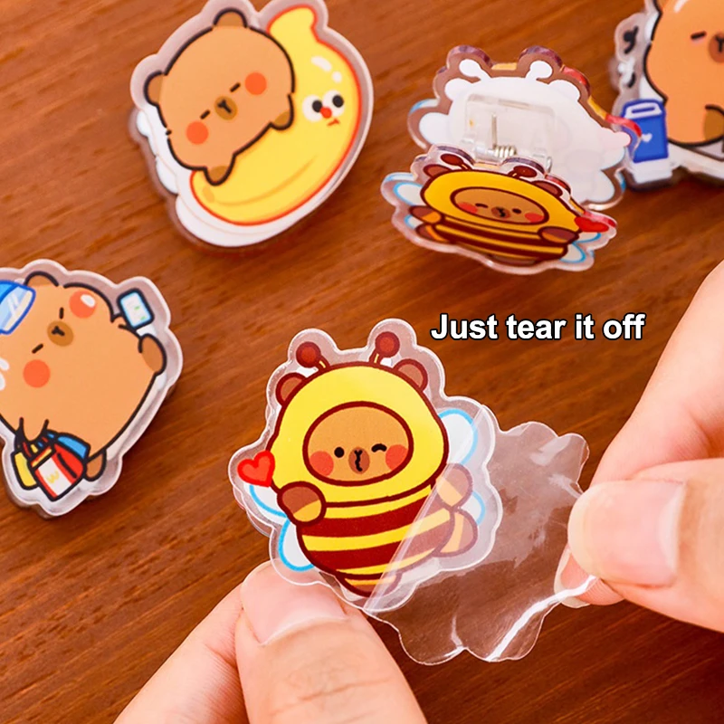 Capybara Paper Clips 4Pcs Set -Cute PP Memo Clip for Test Papers & Document Organization, Multifunctional School Office Supplies