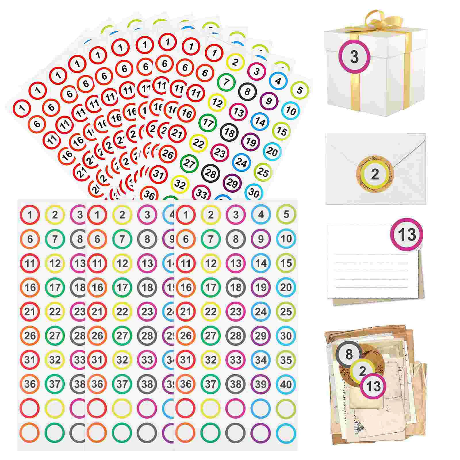 50 Sheets Small Number Stickers from 1-40 Labels Classification Numbers Paper Numbered Sign