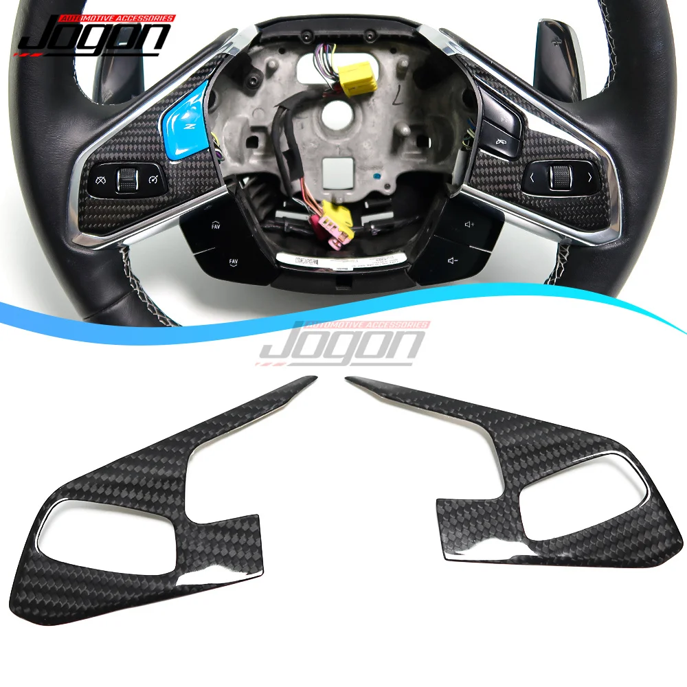 Real Carbon Fiber Car Steering Wheel Button Panel Cover Trim For Corvette C8 Convertible Coupe Z06 2020 2021 2022 2023