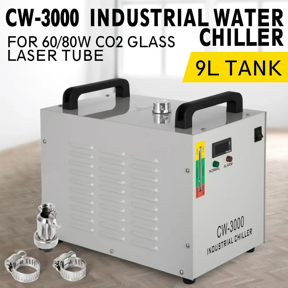 Europe Free Shipping CW-3000 Thermolysis Industrial Water Cooler Chiller For CNC/ Engraver Engraving Machines 60W/80W