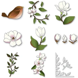 Curved Magnolia Branch Magnolia Bud Metal Cutting Dies For DIY Card Making Scrapbooking Photo Album Craft Decoration Template
