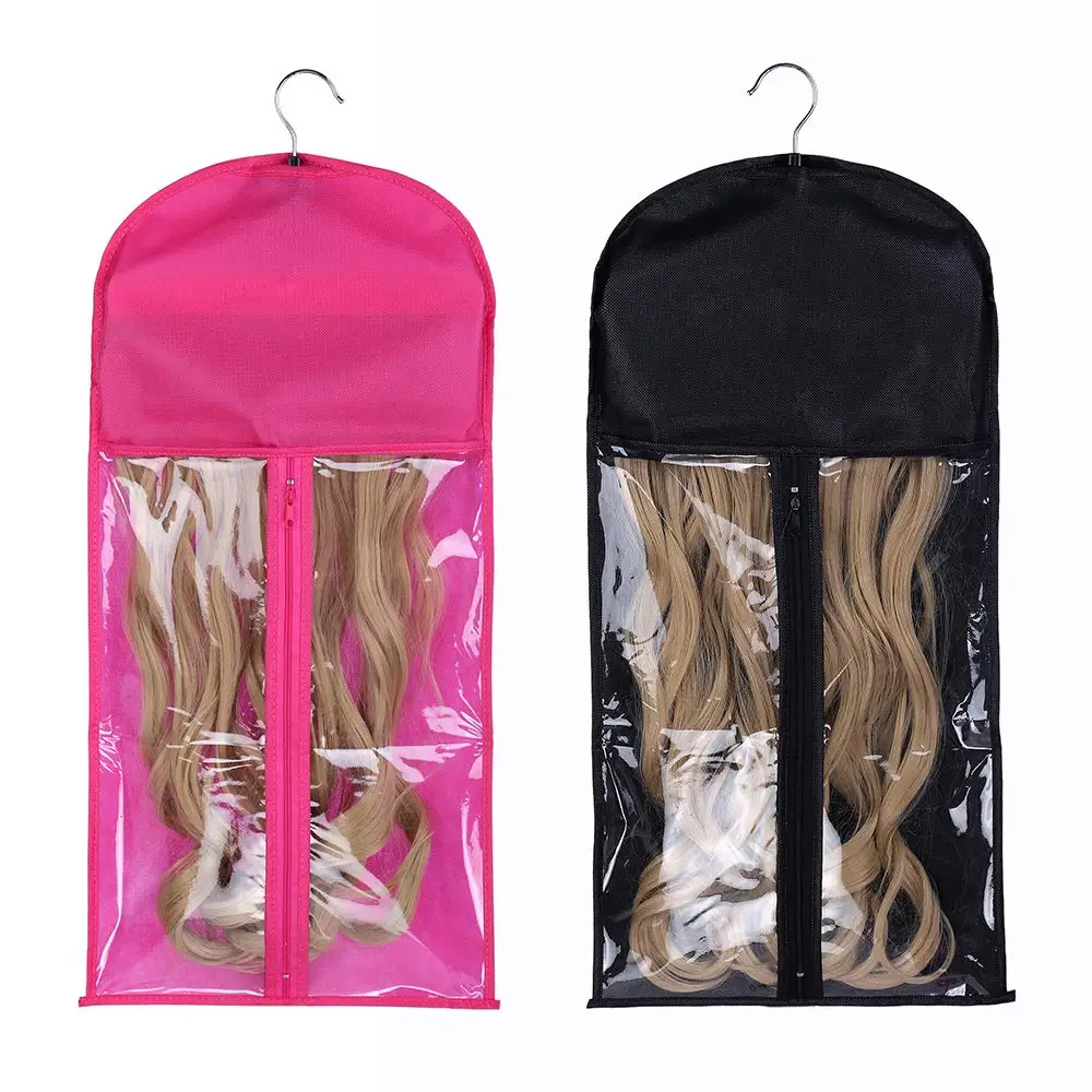 1PC Portable Wig Hair Extension Storage Bag with Hanger Hairpieces Storage Holder Wigs Carrier Case for Store Style Human Hair