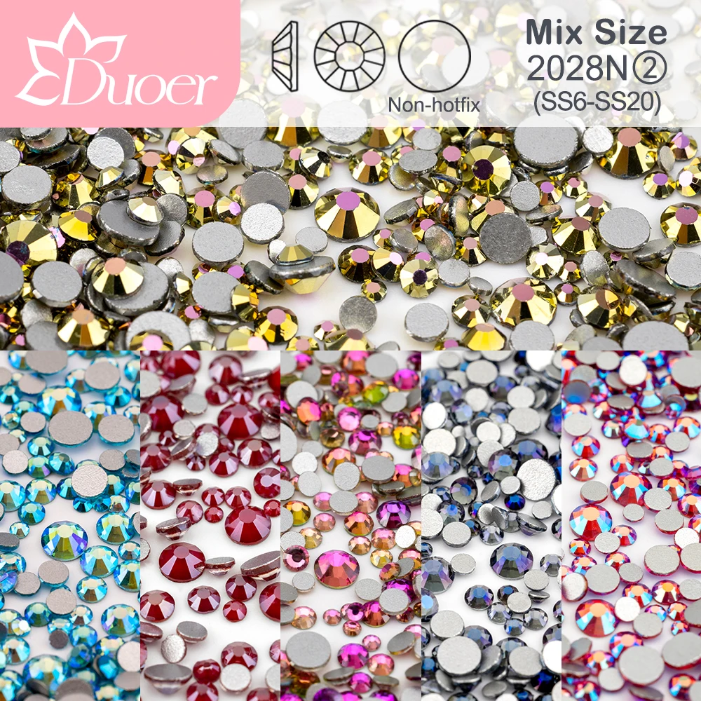 

DUOER Высокое качество, новый цвет SS6-SS20, разные размеры, стеклянные стразы, кристаллы с плоской задней частью, камни для дизайна ногтей, украшения «сделай сам»