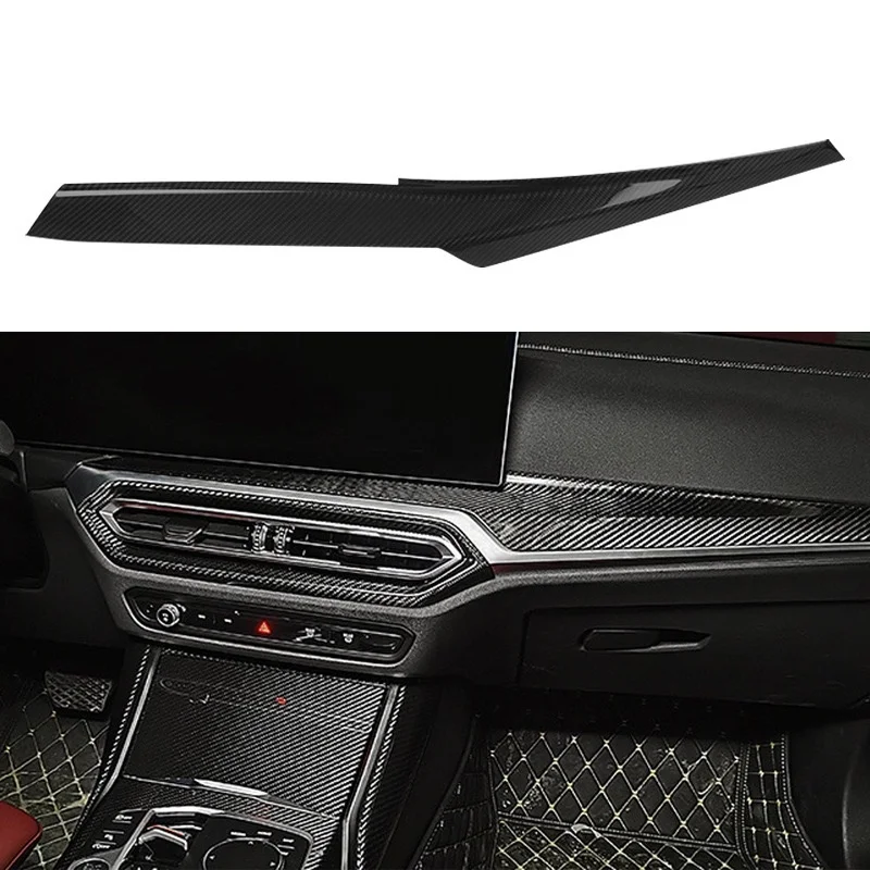 Dry Carbon Fiber Inner Center Dashboard Cover Console Gear Cover Trim Cover Set For BMW 3 4 Serie G20 G21 G22 2020-2022