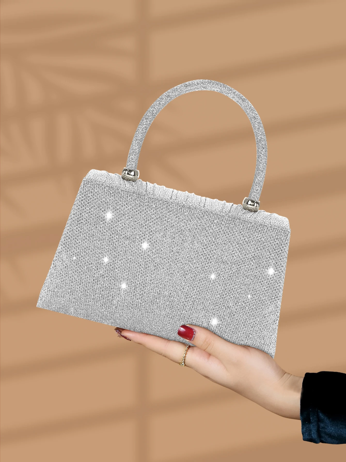 حقيبة يد رائعة ولامعة من حجر الراين مطوية، مناسبة لحفلات الزفاف والحفلات الراقصة والعشاء وحفلات أعياد الميلاد وهدية رائعة. #2