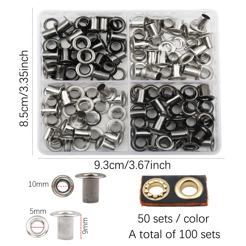 3mm/5mm/6mm Puncher with Hand Pressure Pliers and 200 sets of Copper Eyelets Grommet for Paper Leather Fabric Scrapbooking