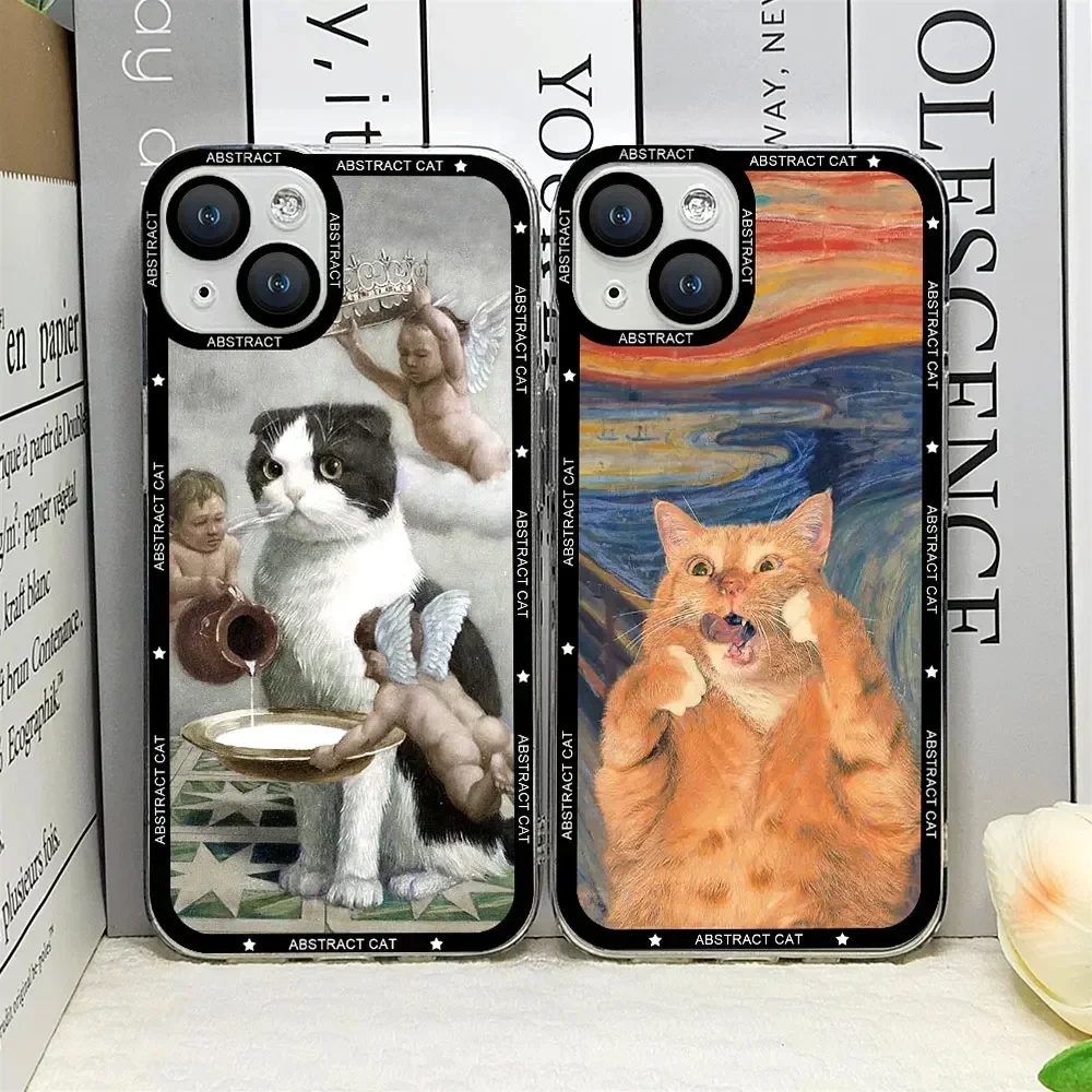 

Van Gogh Oil Painting Cat Phone Case For iPhone 17 16 15 11 12 14 13 Pro Max Mini X XS XR 7 Plus 16E Air Shockproof Cover Fundas