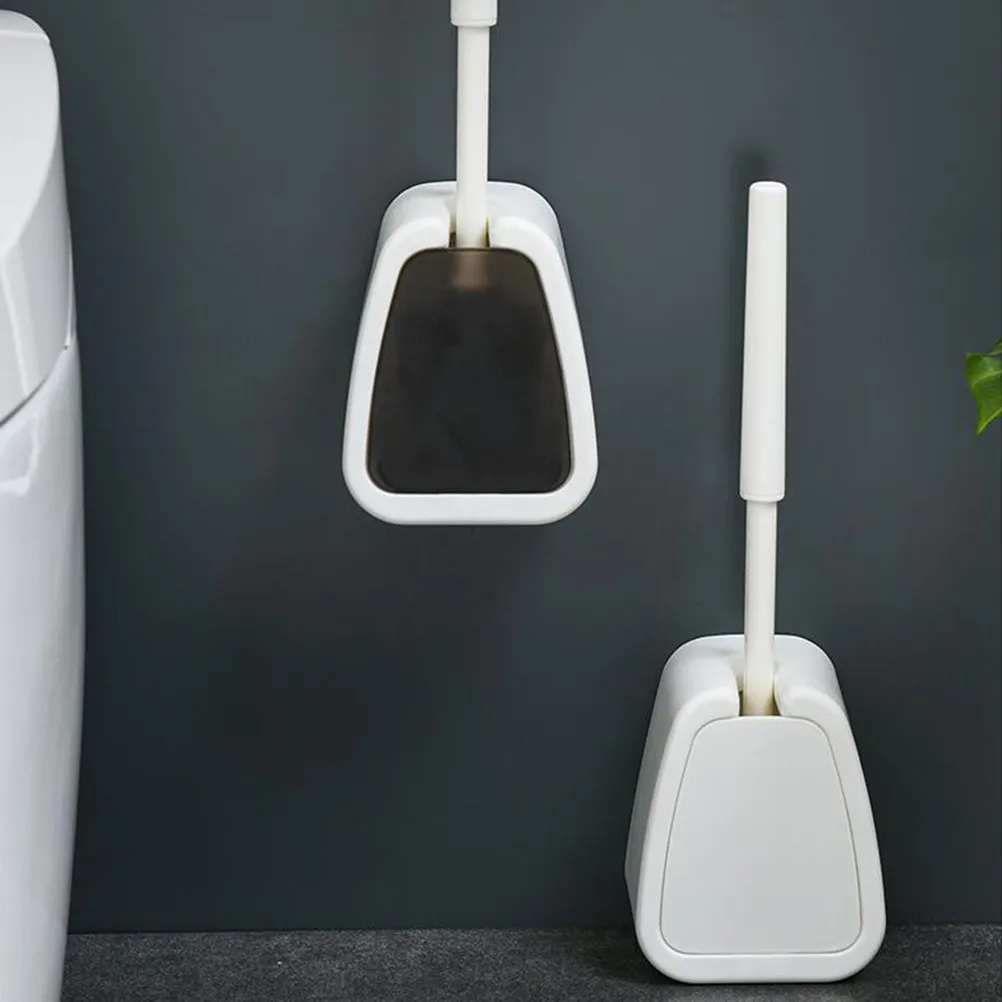 Long Handle Toilet Brush with Anti-Odor Base – White Bathroom Cleaning Tool