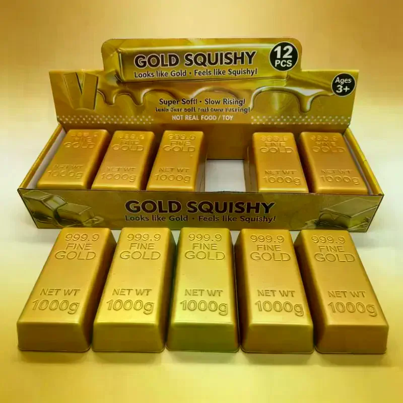Simulation Gold Bar Squeeze Toy Slow Rebound Stress Relief Toys Realistic Fake Gold Brick For Desktop Decor Party Prank Gift