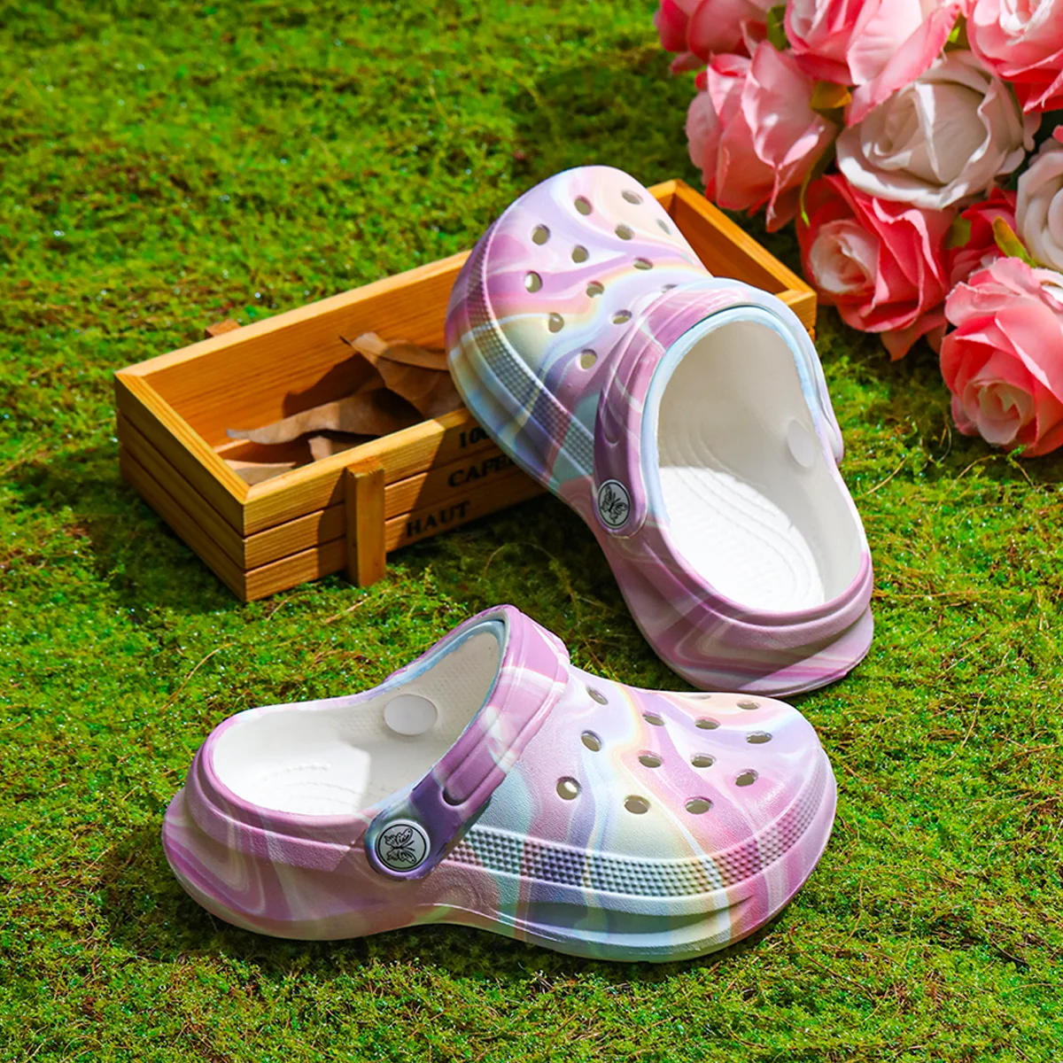 Kids Slip-On Clogs Mules Breathable Waterproof EVA Garden Shoes Beach Everyday Wear Decorative Chain 168