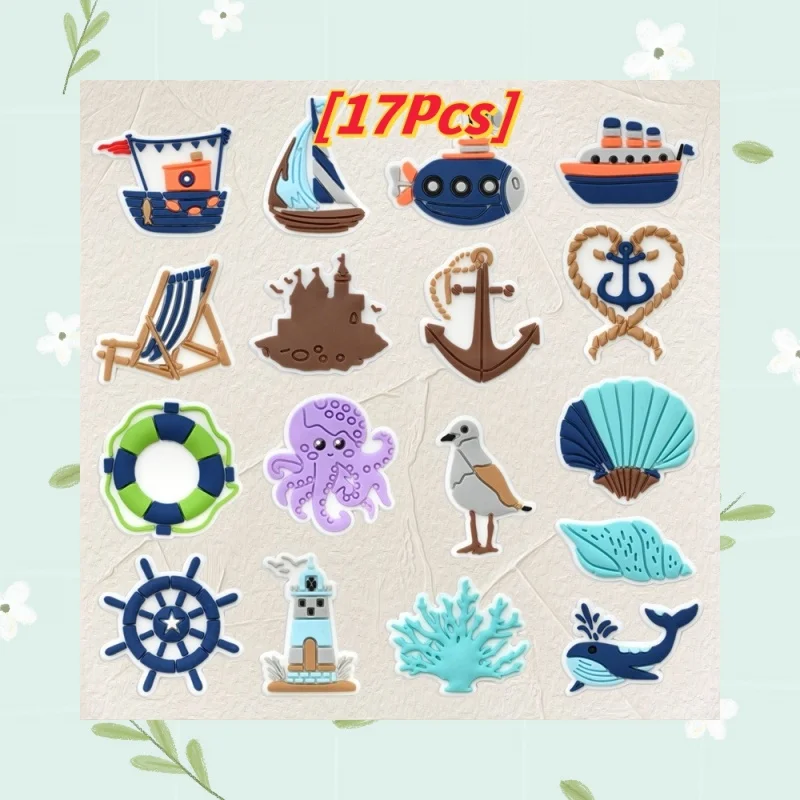 

Cartoon Ocean Adventure Theme Shoe Accessories, Shell Whale Sailing Boat, Octopus Boat Shoe Accessories, Personality