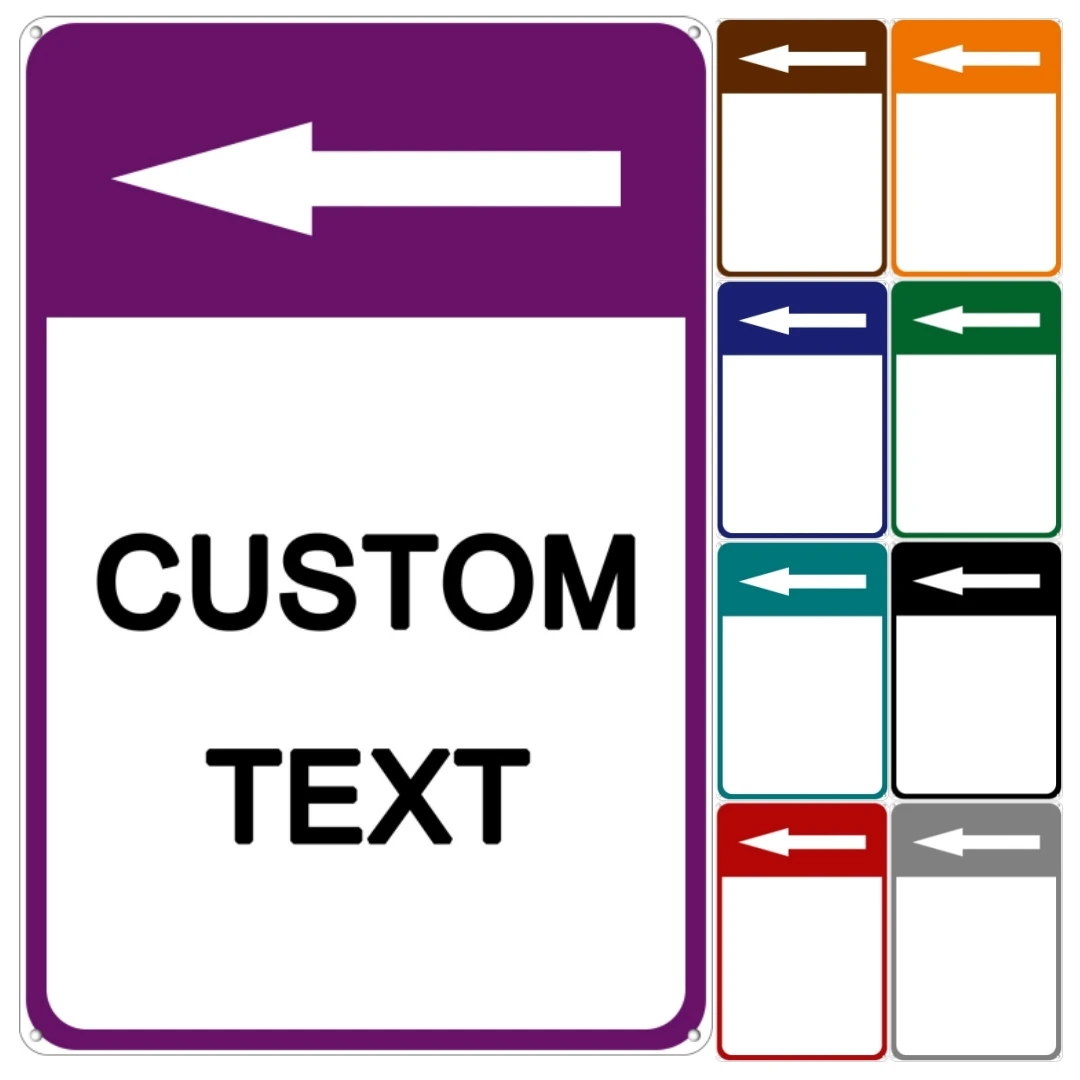 Letrero personalizado de flecha izquierda con su texto, letreros de aluminio personalizados impermeables, negocios, lugar de trabajo, oficina, cafetería, decoración de pared para el hogar
