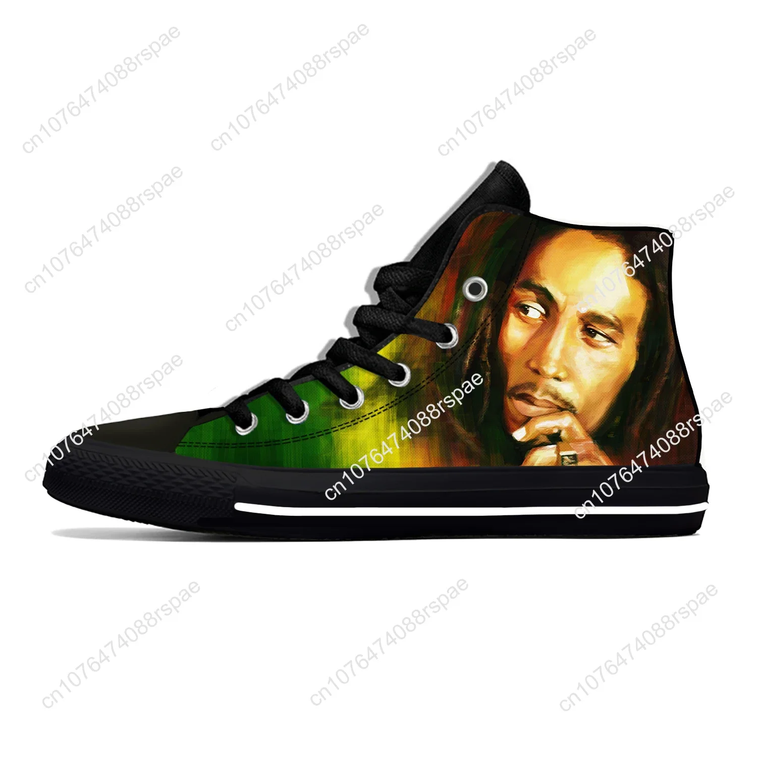 Bob Marley Reggae Star Rasta Rockmuziek Mode Casual Stoffen Schoenen Hoge Top Lichtgewicht Ademende 3d Print Heren Dames Sneakers