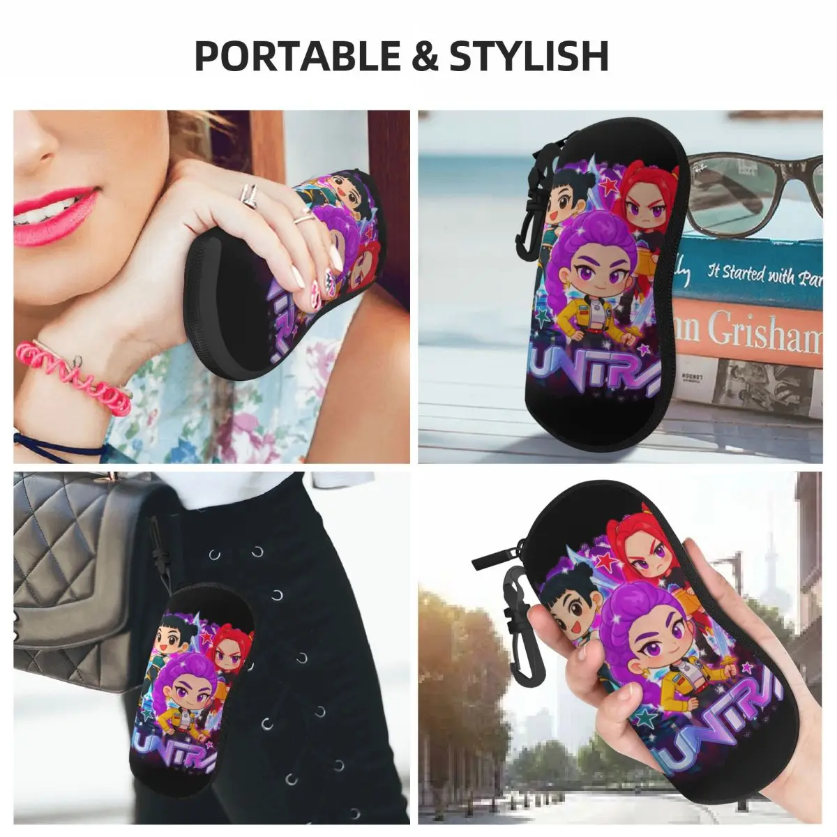 مخصص Kpop شيطان هنتر Huntrix الفتيات شل نظارات حالة للجنسين السفر النظارات حالة النظارات الشمسية حامي مربع