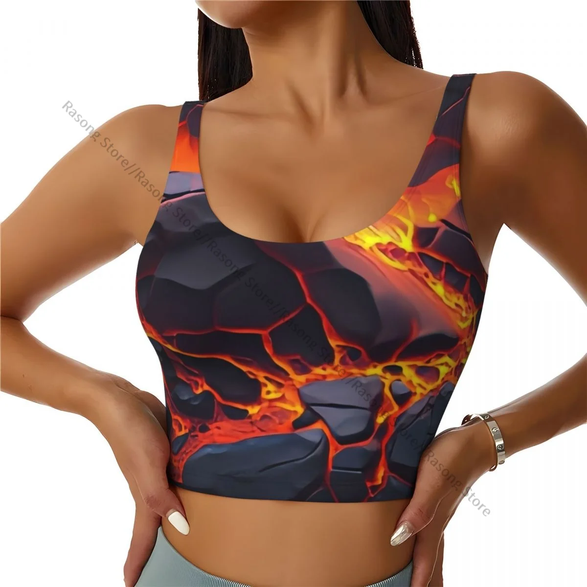 

Жилет для йоги, женские спортивные укороченные топы для спортзала Magma Volcano Lava Fire, уличная одежда для тренировок, дышащая майка, женская