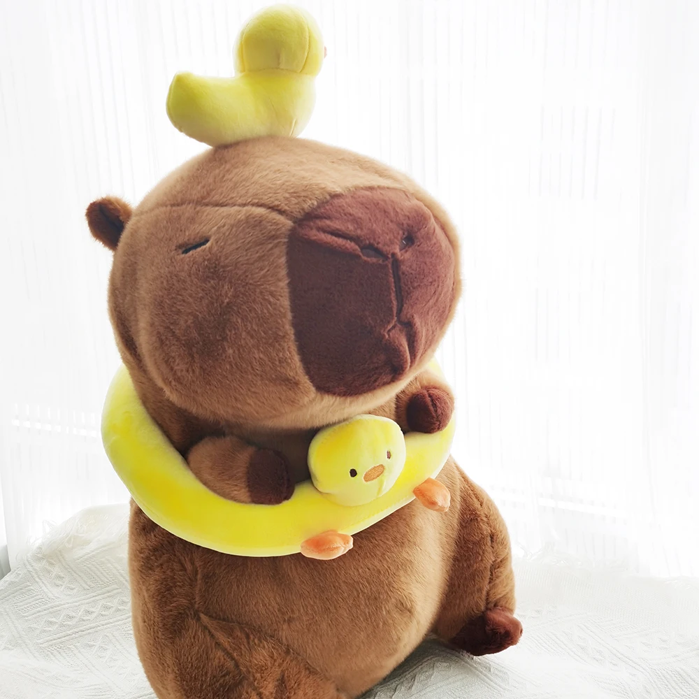 40CM círculo de natación capibara juguete de peluche lindo capibara suave Animal peluche juguete capibara de dibujos animados muñeco de peluche regalos de navidad