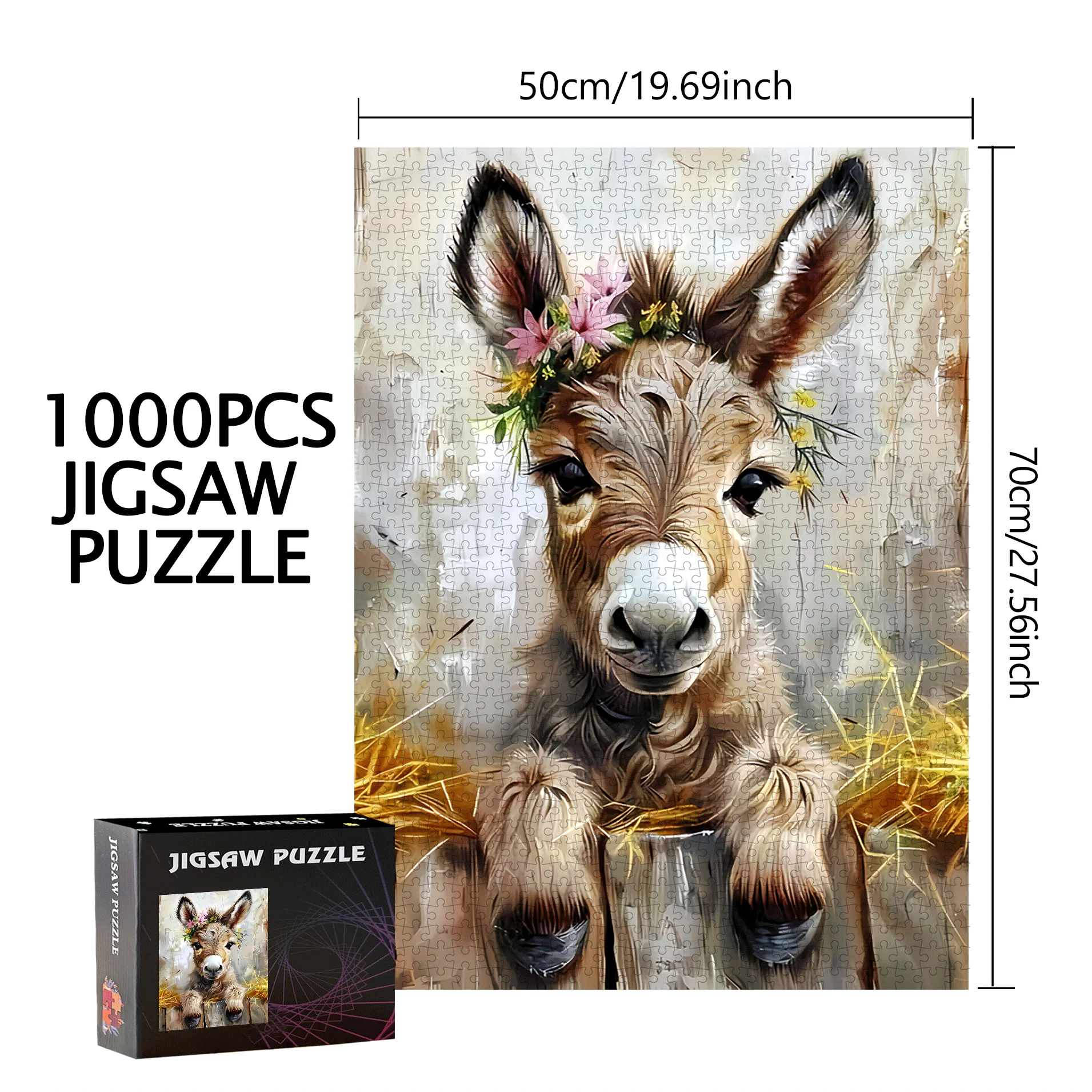 Mały Osiołek, Puzzle 500/1000 elementów - Prezent dla interakcji rodzinnej i zabawy DIY - Dekoracja domu, wyzwanie dla mózgu. Wysokiej jakości