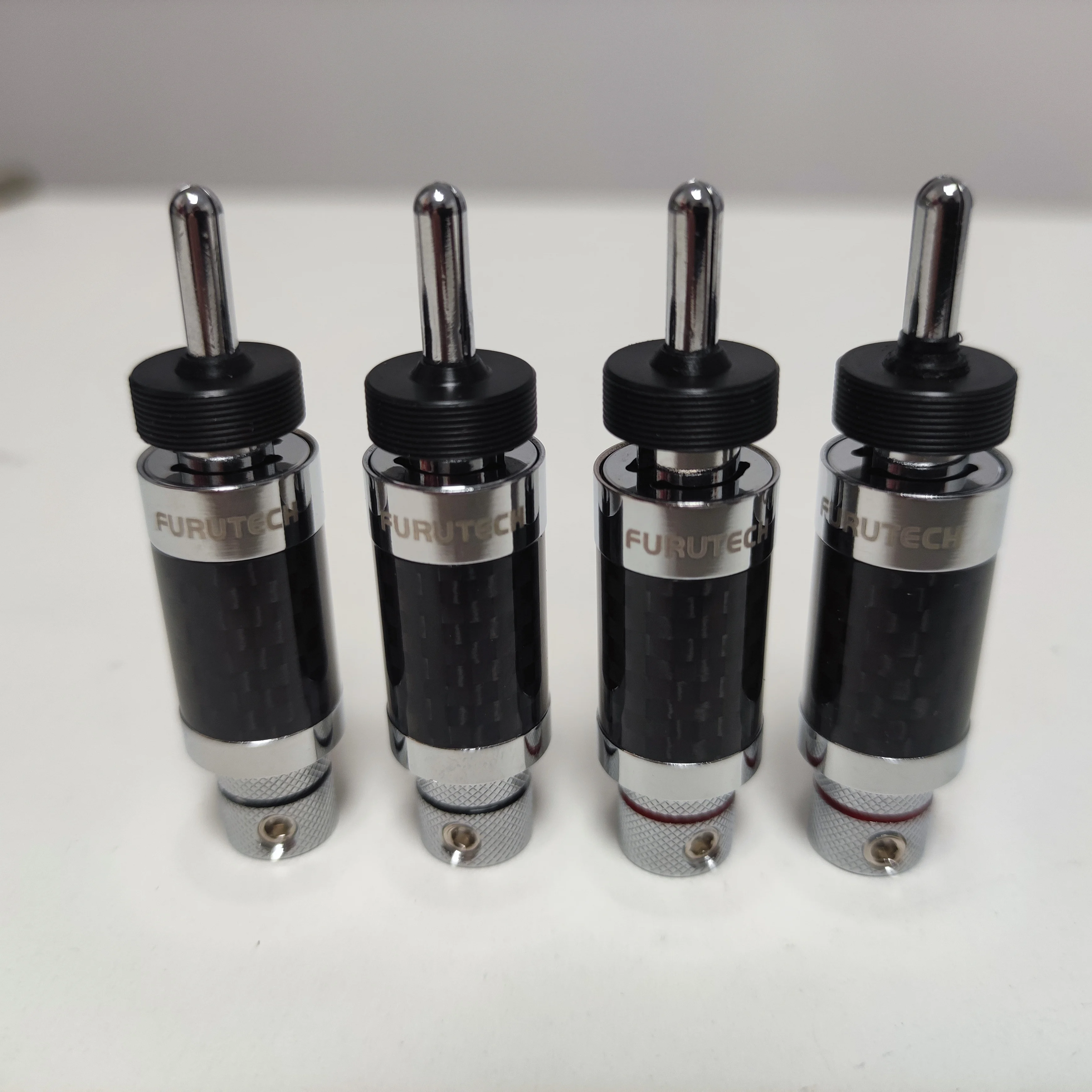 HI-END Furutech CF-201(R) Pure Copper Carbon Fiber Rhodium Plated Y Banana Plug Speaker Amplifier Speaker With Lock Plug U-plug