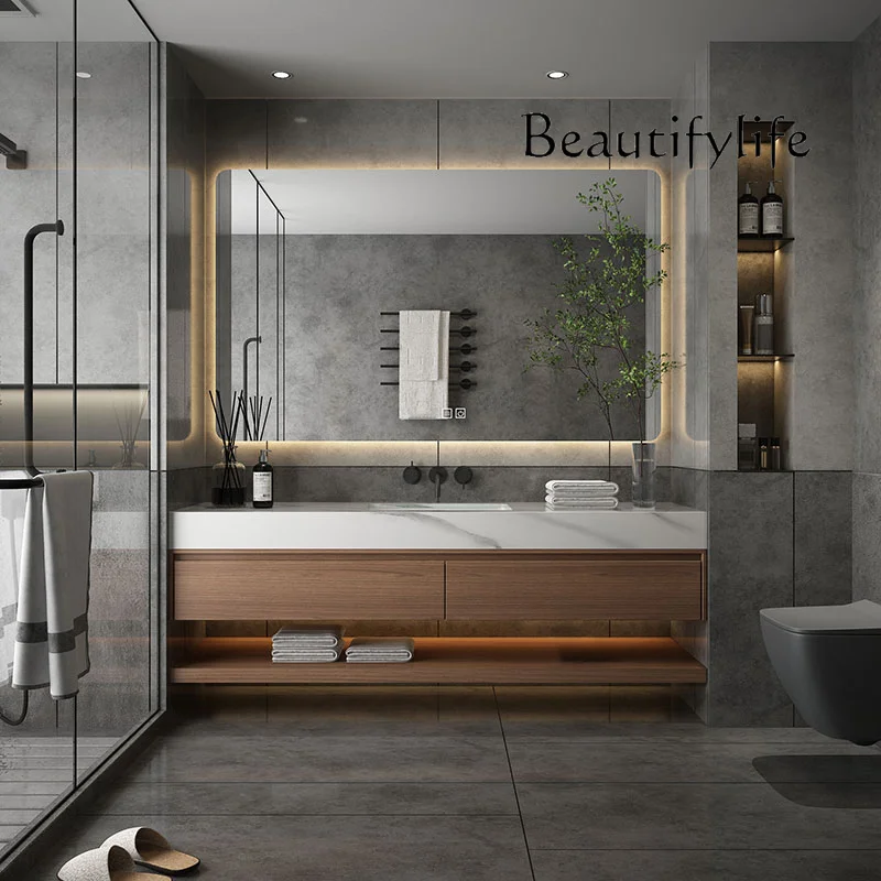 

S European Modern Bathroom Cabinet Brown Rustic Smart Mirror Bathroom Cabinet Wood Space Saving Meuble Salle De Bain Furniture