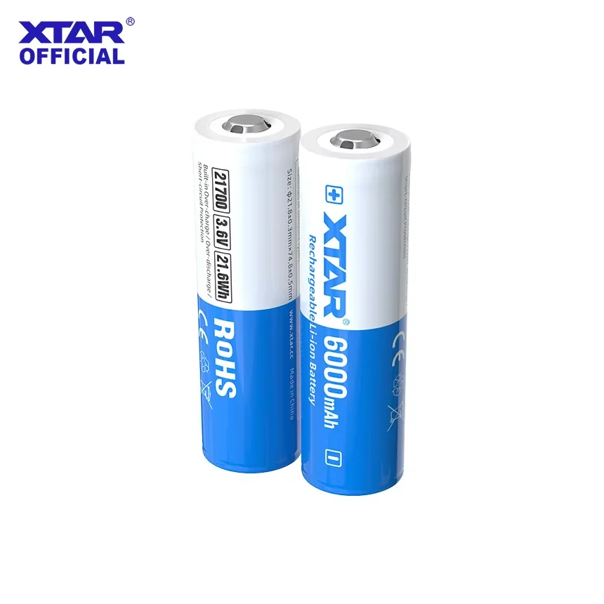 Xtar 2/4pc 21700 6000mah 충전식 고전력 대용량 3.6V 보호 플레이트 배터리 10A 출력 리튬 배터리