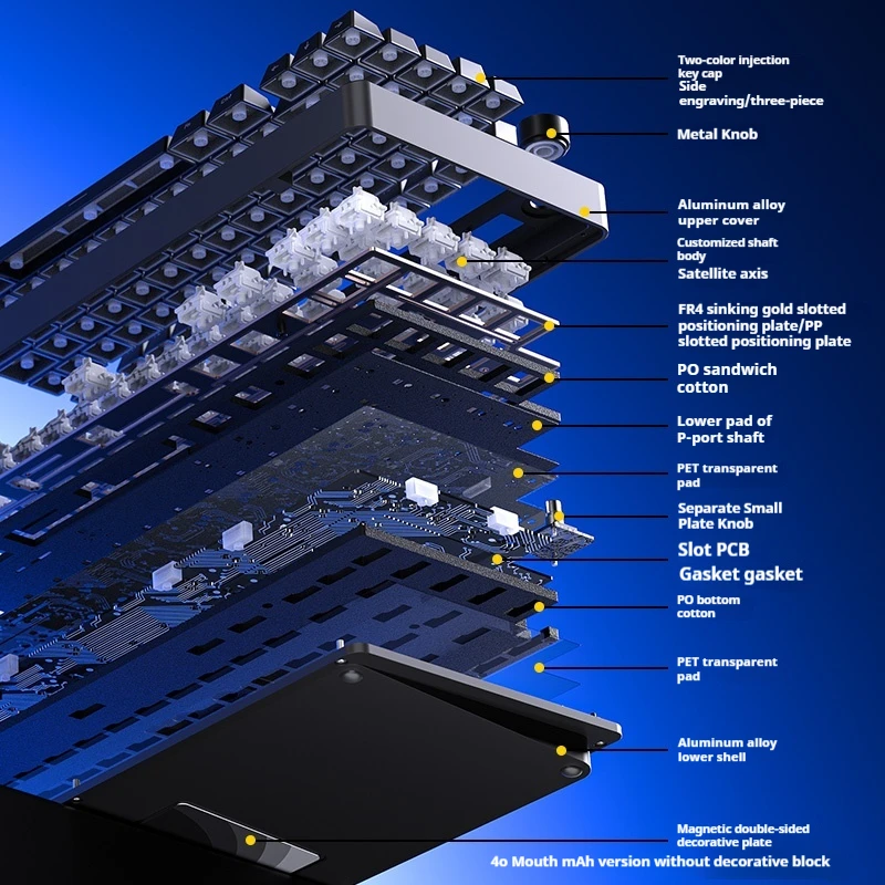 Imagem -03 - Leobog Hi8se Teclado Mecânico Modo sem Fio Bluetooth Rgb Hot Swap Cnc Botão Personalização Gaxeta Teclado Jogos Presente do Escritório