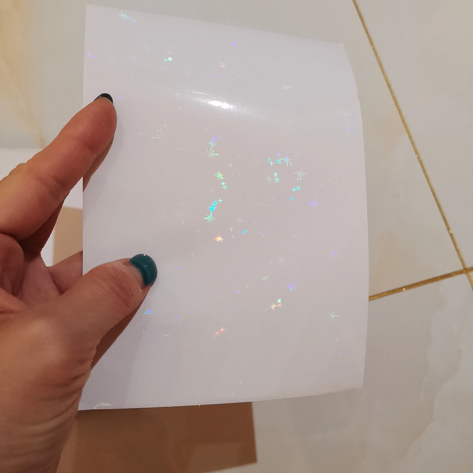 Holographische Kleine Fünf Sterne Klebeband Zurück Kalt Laminieren Auf Papier Kunststoff 100 Blätter 110X150 MM DIY Paket farbe Karte