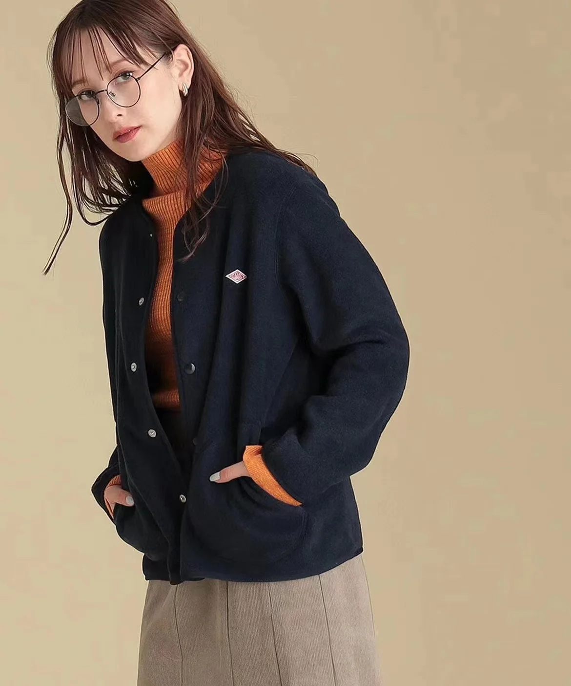 

Ретро Fce ort Повседневное круглое Ne Jaet Универсальное верхнее пальто с пуговицами Длинное свек стандартной длины Чистый цвет для поездок на работу Sle