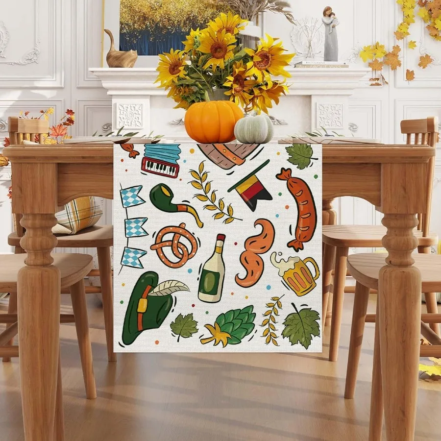 مفرش طاولة من الكتان لمهرجان أكتوبر بطول 72 بوصة لمهرجان أكتوبر الألماني وديكورات حفلات البيرة