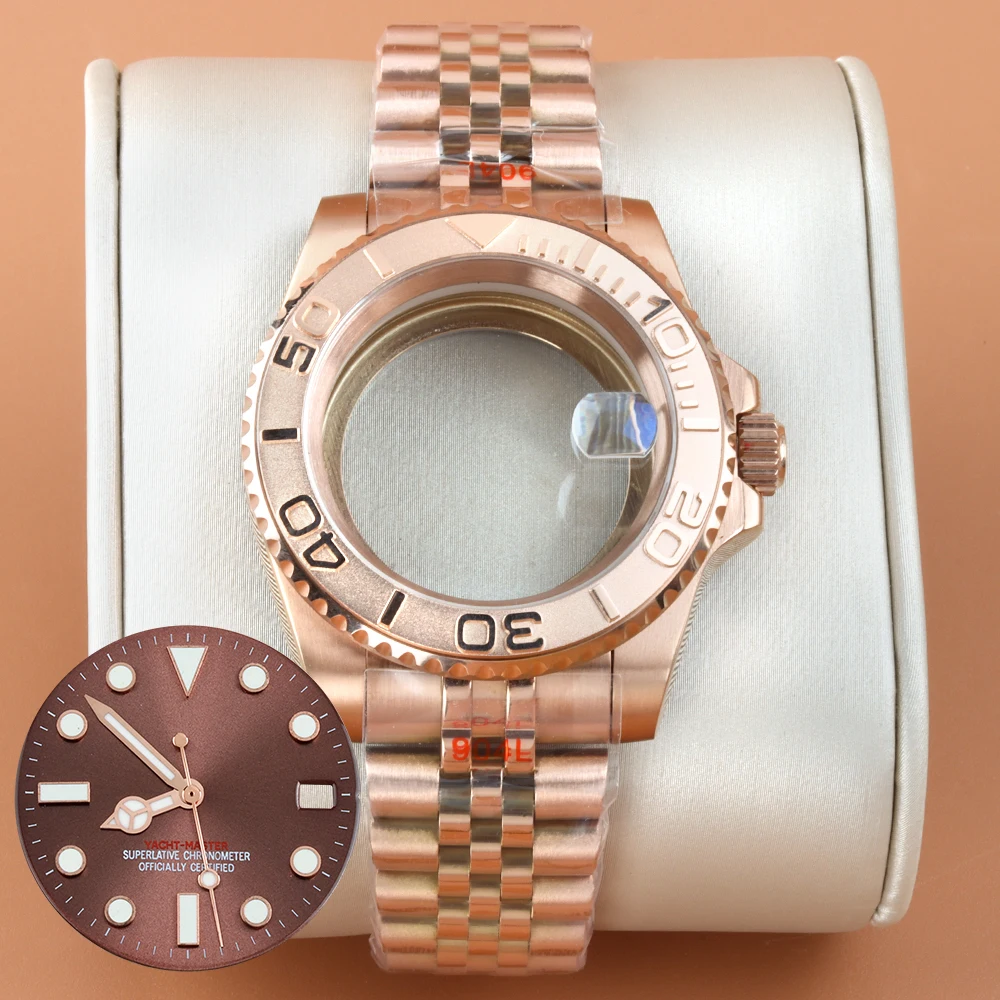 

Rose Gold Watch Case With 28.5mm Sunburst Dial and Hands Jubilee Bracelet For YACHT-MASTER Seiko NH34 NH35 NH36 NH38 Movement
