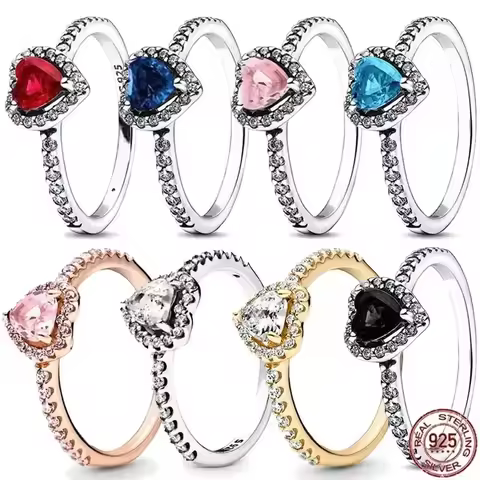High quality 925 Sterling Silver Various Colors Shiny Heart-shaped Ring Exquisite Luxury Charm Jewelry Holiday Surprise Gifts