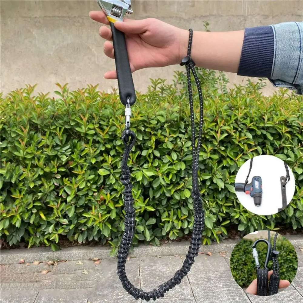 Extendable Tool Lanyard with Buckle Strap Portable Anti-Falling Clip Bungee Cord Adjustable Loop End Shock Absorbing