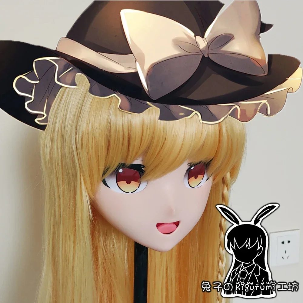 (R-Mask 02) Full Head Resin Cosplay Anime Touhou Project Kirisame Marisa Kigurumi Mask BJD Crossdresser Doll Transgender Mask
