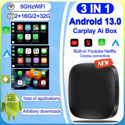 Android 13 Carplay AI Box For Netflix Youtube  VW Toyota Mazda Hyundai Haval GMC Ford Wireless Carplay Adapter Android Auto