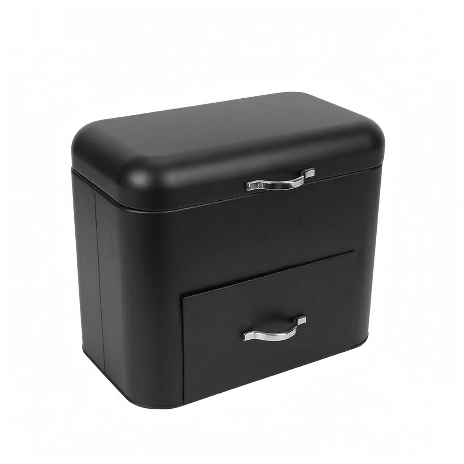 Iron Bread Box Double-Layer Lid Metal Bread Box Powder-Coated Kitchen Storage
