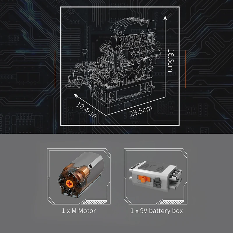 Mould King 10225 Technical Engine Toys The Motorized V8 Car Engine Building Block Assembly Engine Brick Set Kids Christmas Gift view 6