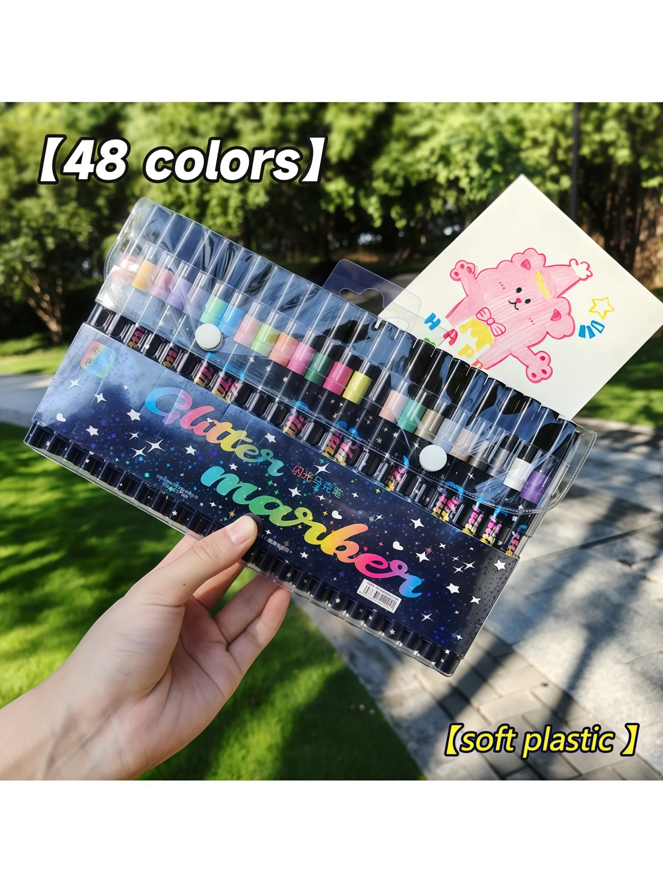 Double-Ended Glitter Marker Pen, Dual-Color Flexible Tip, Art Glitter Watercolor Pen, Stationery