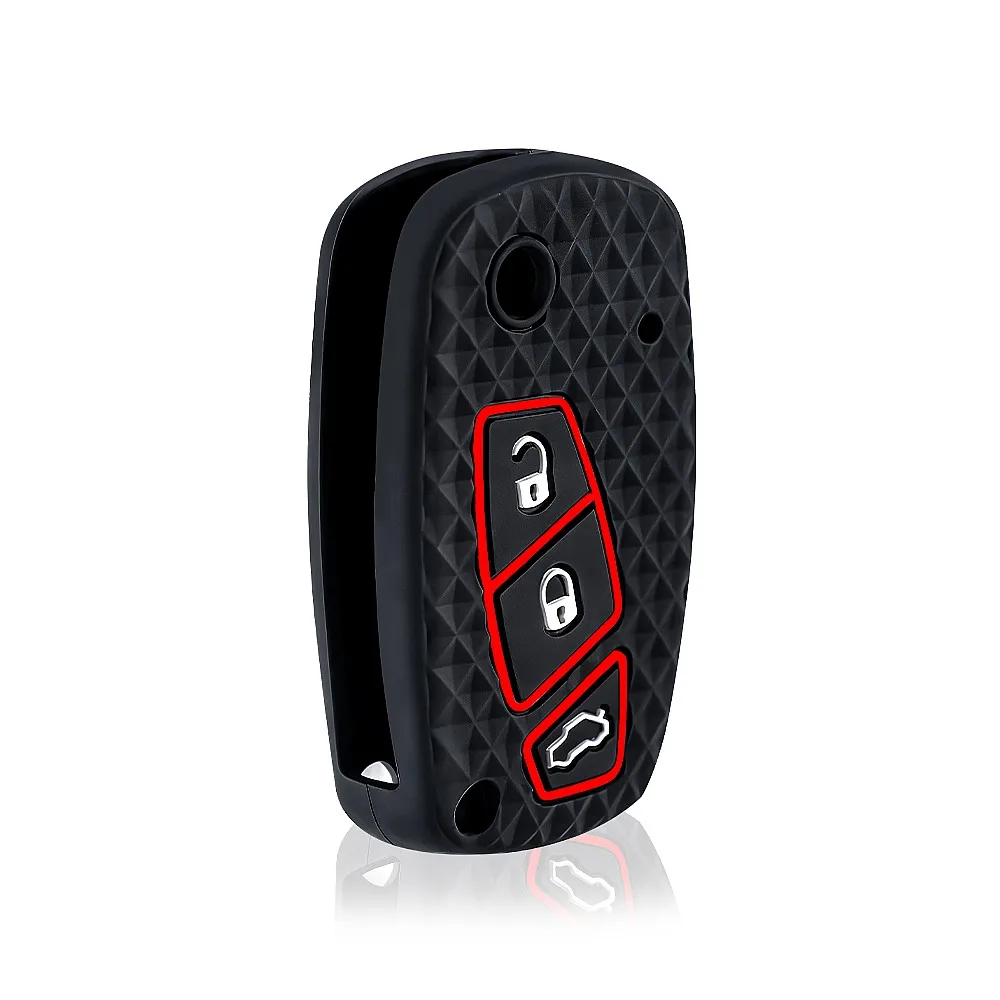 Silicone Key Fob Cover Case for Fiat Panda Idea Stilo Ducato Bravo 500 3 Button Remote Key Shell