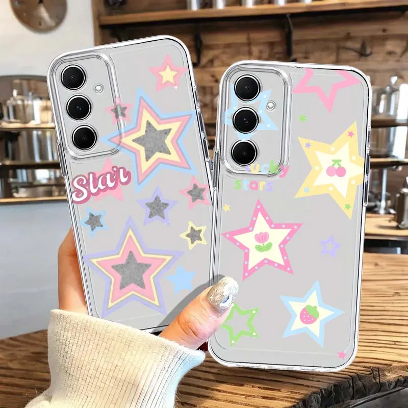 

Cartoon Lucky Stars Pattern For Samsung Galaxy A73 A72 A71 A70 M56 A55 M55 M54 F54 A53 M53 A52 A52s F42 M40S Phone Case