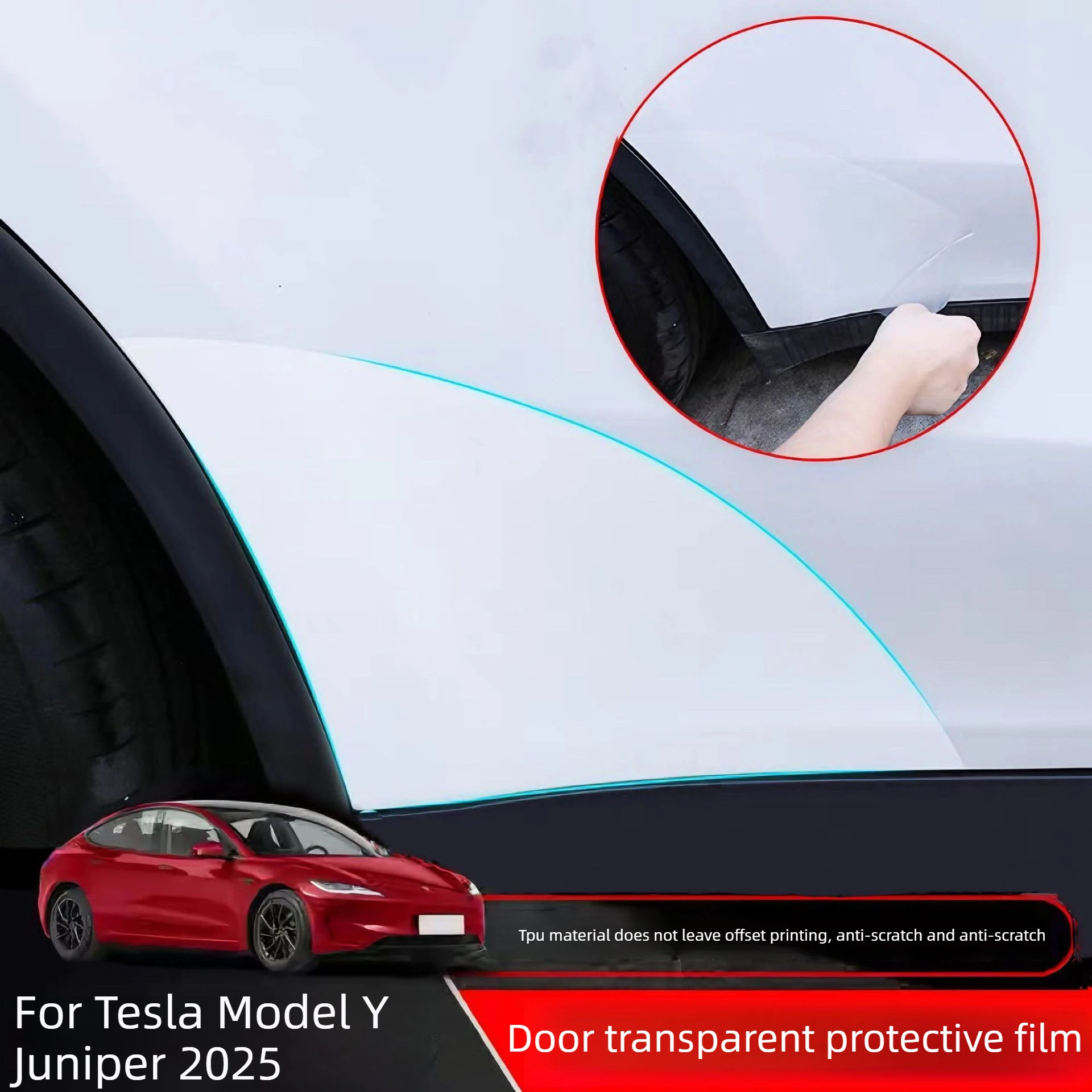 

Front Door Corner Anti-Scratch Film Rear Door Protective Films Invisible Car Clothing TPU Film For Tesla Model Y Juniper 2025