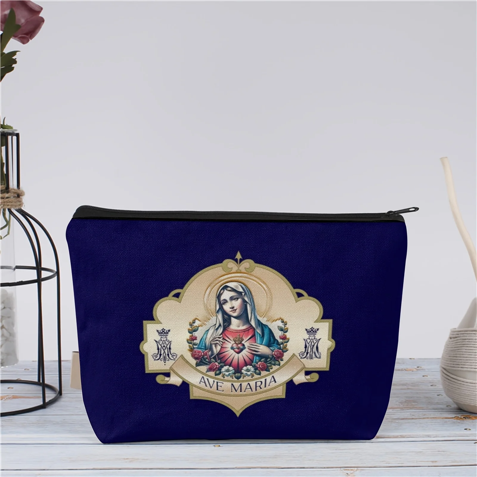 A Catholic Mary Makeup Bag - Cute Multi-functional Zipper Bag, Jewelry Storage Bag, Perfect Travel Zipper Small Storage Bag
