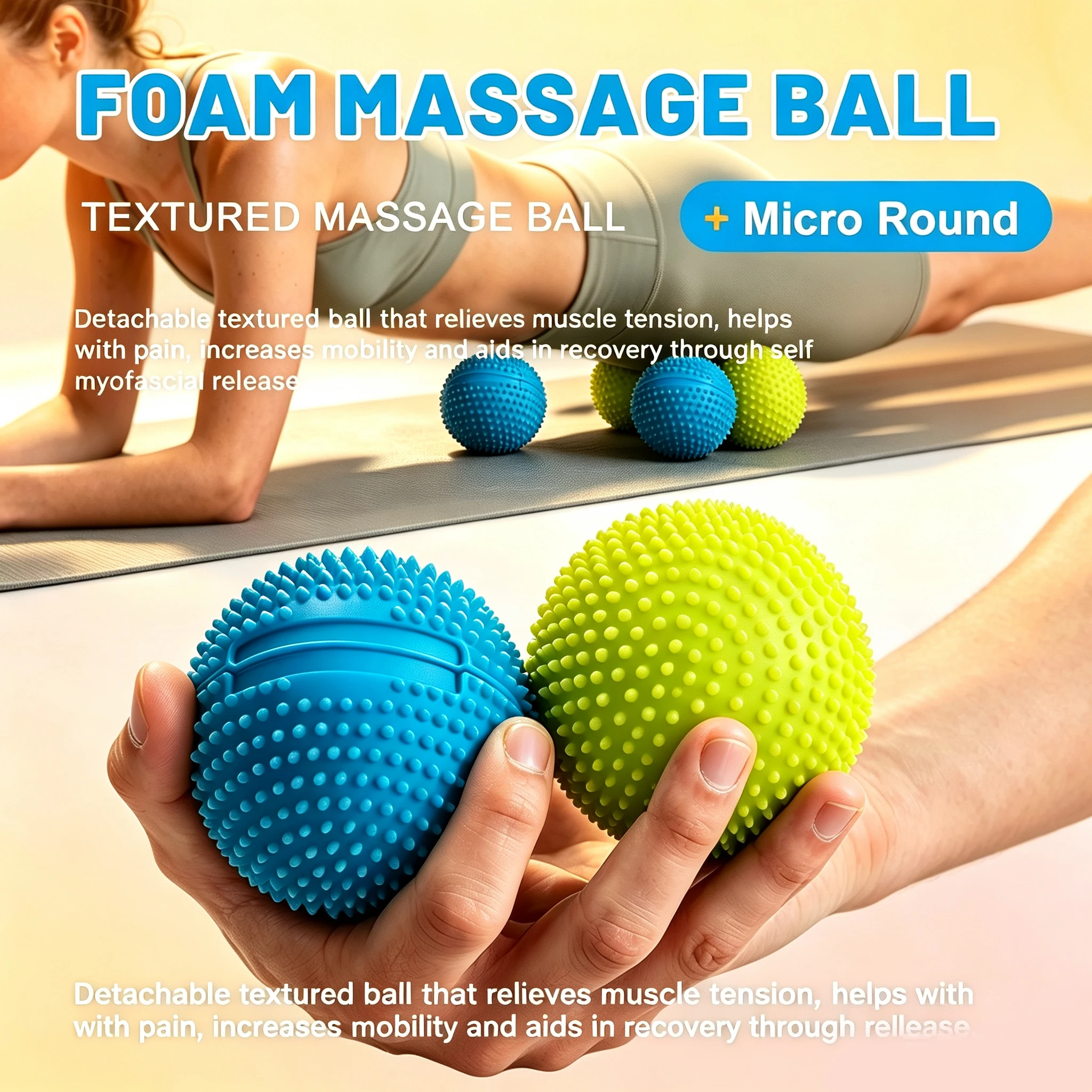 1/2pcs Foot Massage Ball Acupressure Neuro Massage Ball Fascia Muscle Relaxation Detachable Foot Yoga Sports Fitness Massage