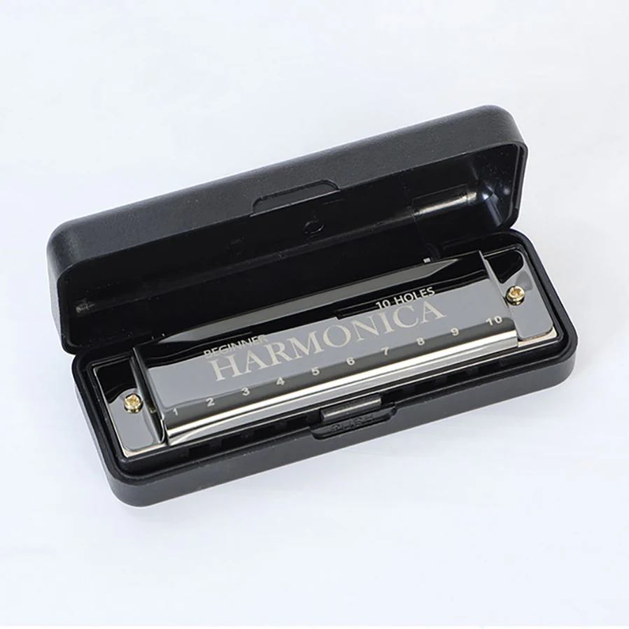 10 Hole C Harmonica Blues Harp Mouth Organ Phosphor Bronze Diatonic Beginner Harmonica with Case Kit for Kids