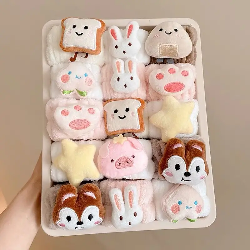 Banda para el sudor tostada conejo cerdo pata de gato dibujos animados fresco y dulce Kawaii Linda banda absorbente de muñeca para lavarse la cara