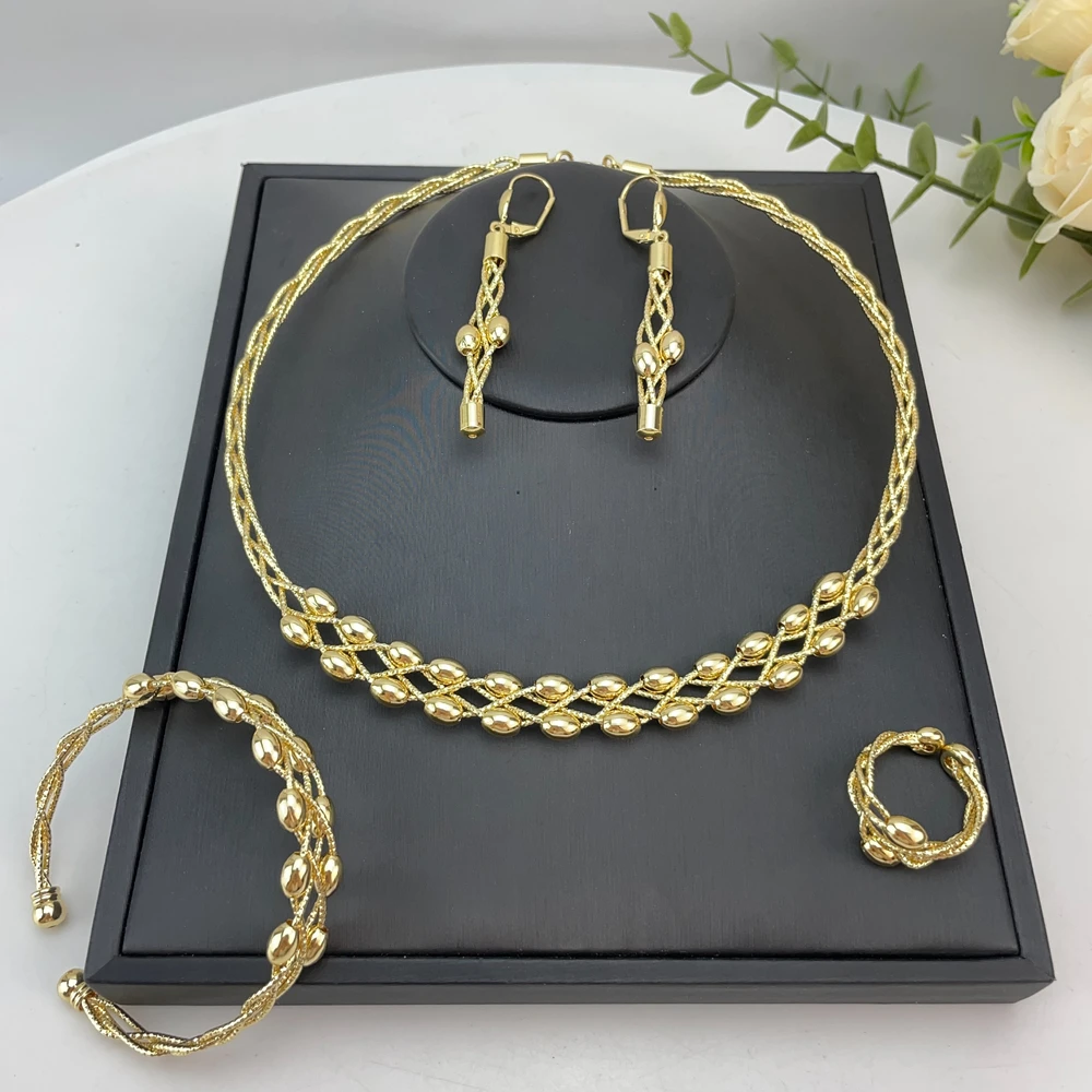 EMMA Fashion Jewelry Set For Women Uniquely Shaped Gold-Plated Wedding Jewelry Banquet Gift FHK23105
