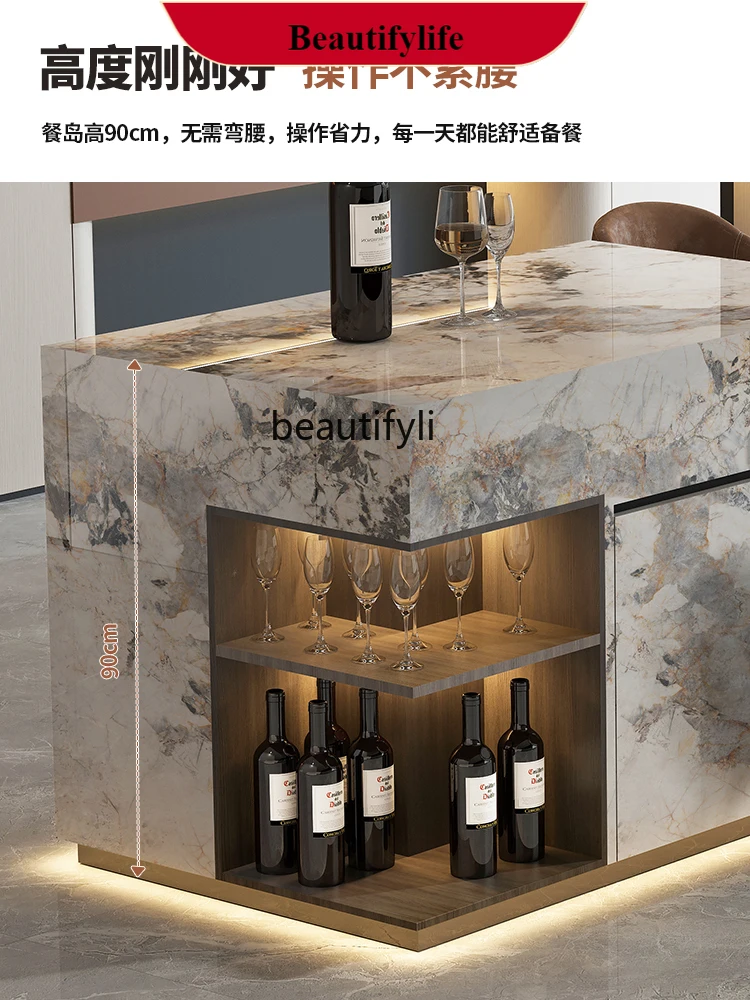 

Island table household retractable guide table plus kitchen fallen table rock slab middle island G1218
