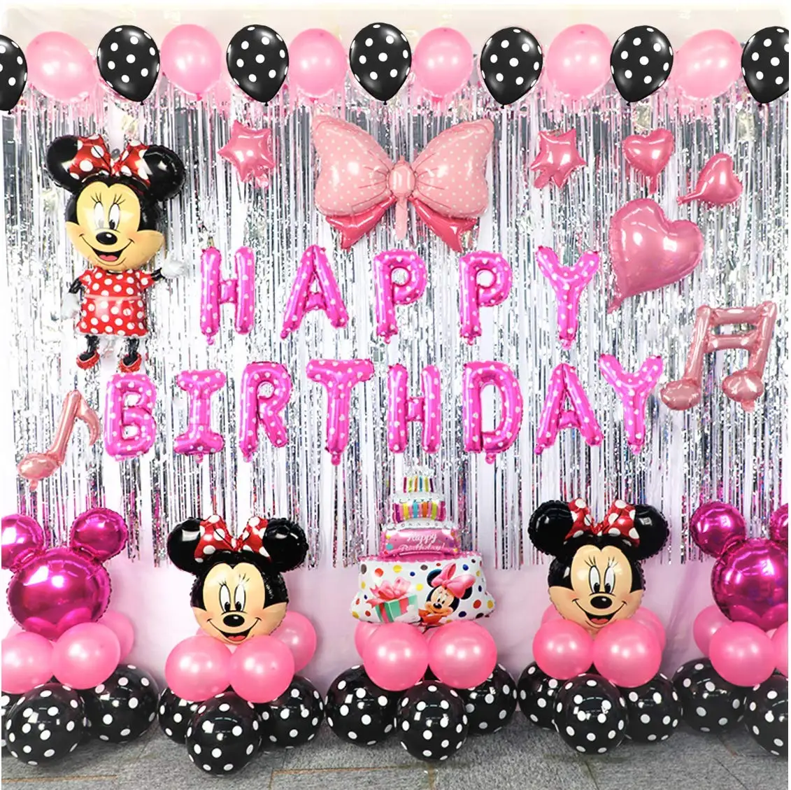 

Minnie Princess Cake Love Aluminum Film Balloon Set Baby Shower Birthday Celebration Cartoon Mickey Party Decoration Background