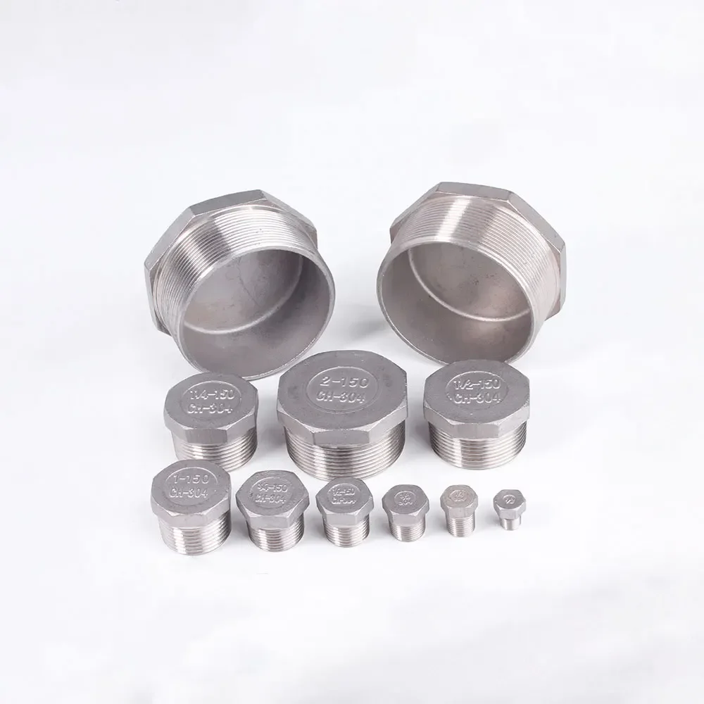 Tapón de extremo de cabeza hexagonal macho BSP NPT, accesorio de tubería de acero inoxidable 1/8, 1/4 ", 3/8", 1/2 ", 3/4", 1/4 ", 1", 1-1/2 ", 1-304", 2"